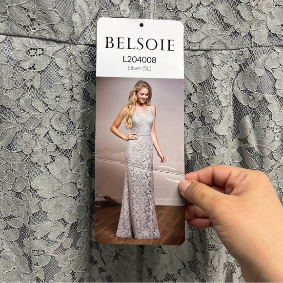 Belsoie Long V-neck Lace Bridesmaid Dress - Picture 8 of 10